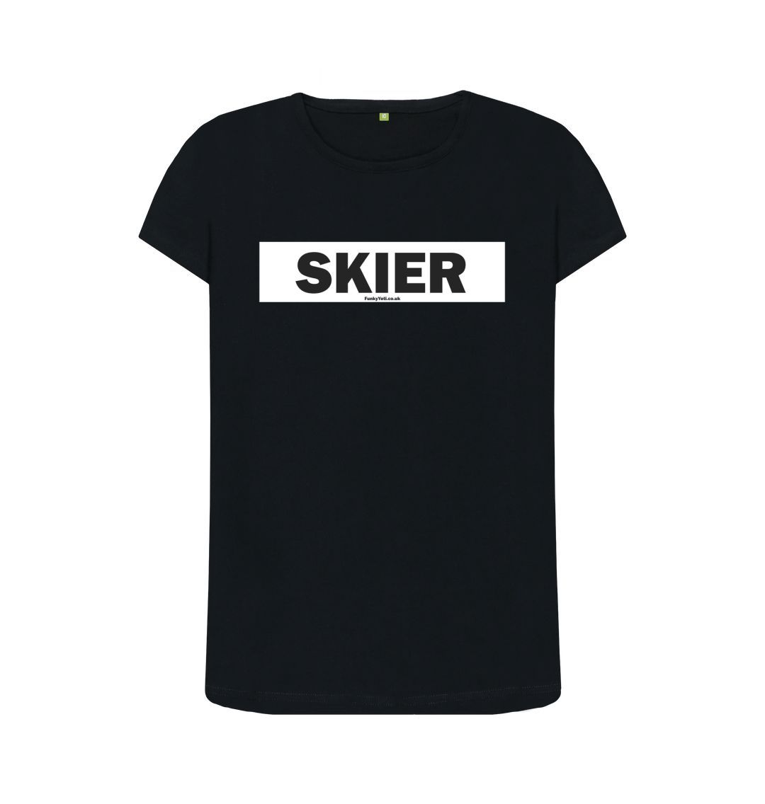 Black Women's Skier Censor Bar Organic Tee - Black