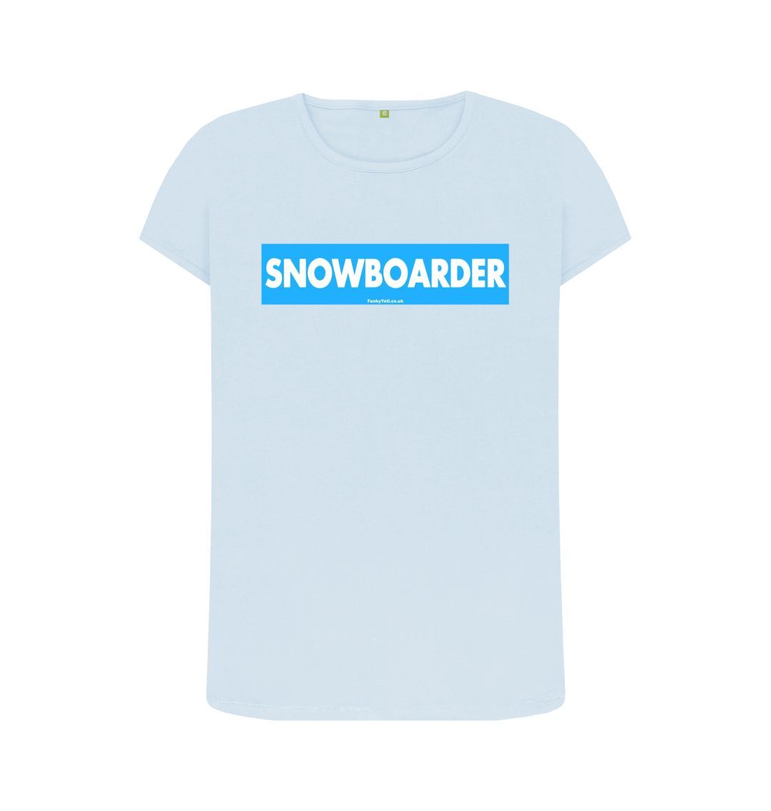 Sky Blue Women's Snowboarder Censor Bar Organic Tee - Blue