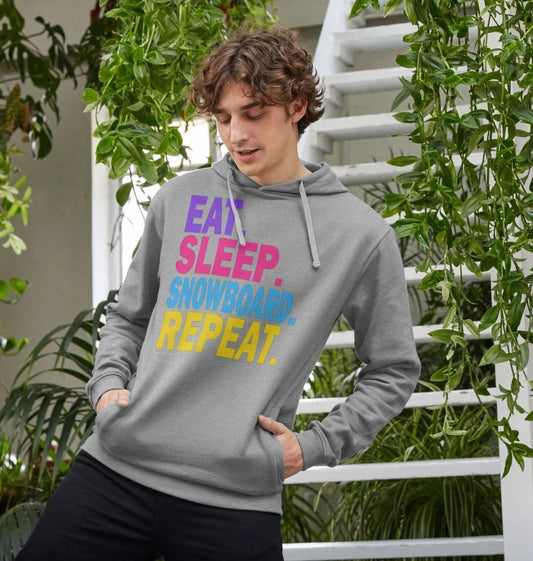 Men's Eat Sleep Snowboard Repeat Organic Pullover Hoodie
