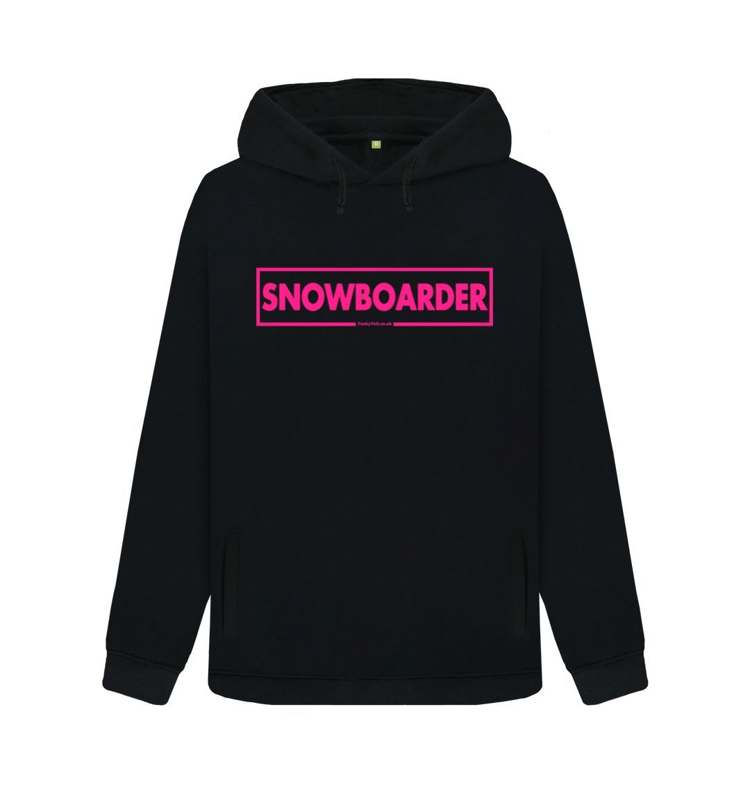 Black Women's Snowboarder Censor Bar Organic Pullover Hoodie - Pink Outline