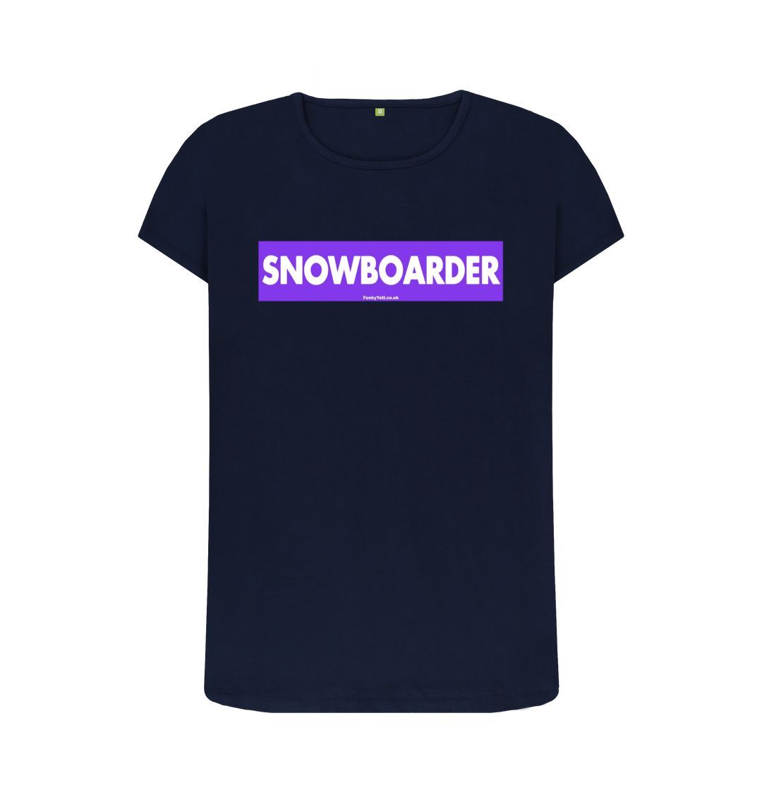 Navy Blue Women's Snowboarder Censor Bar Organic Tee - Purple