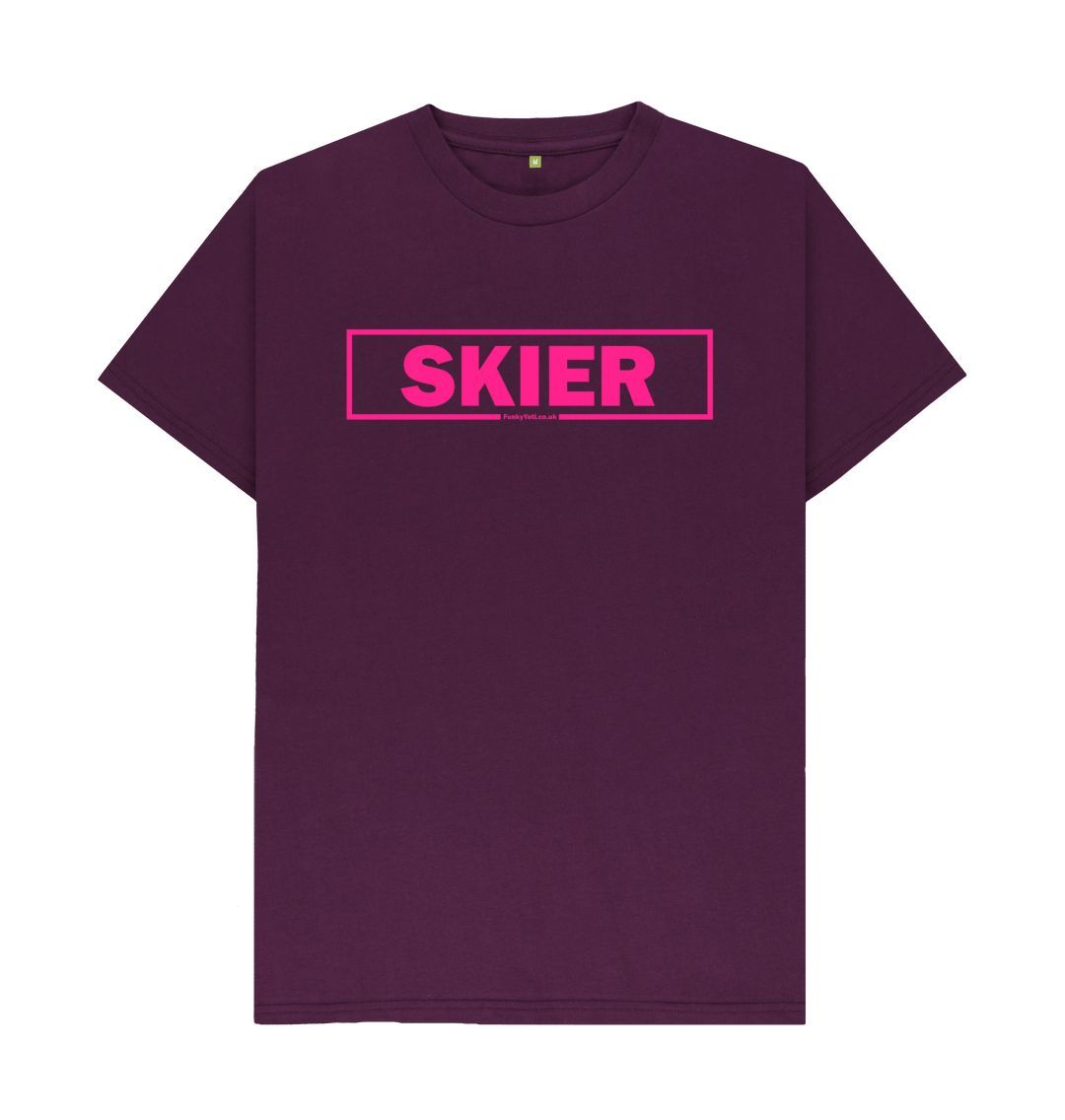 Purple Men's Skier Censor Bar Organic Tee - Pink Outline
