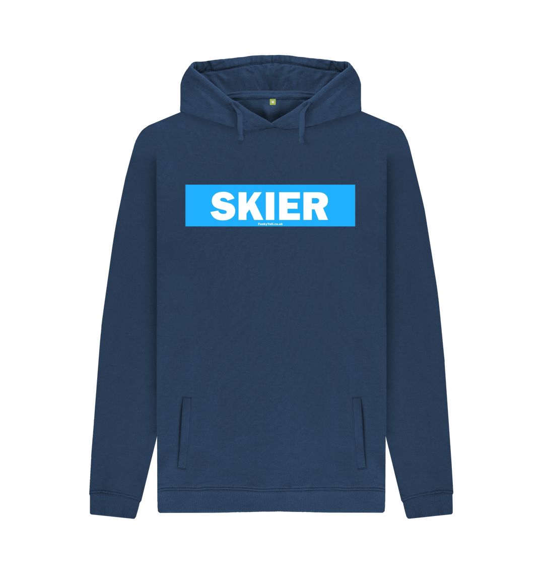 Navy Men's Skier Censor Bar Organic Pullover Hoodie - Blue