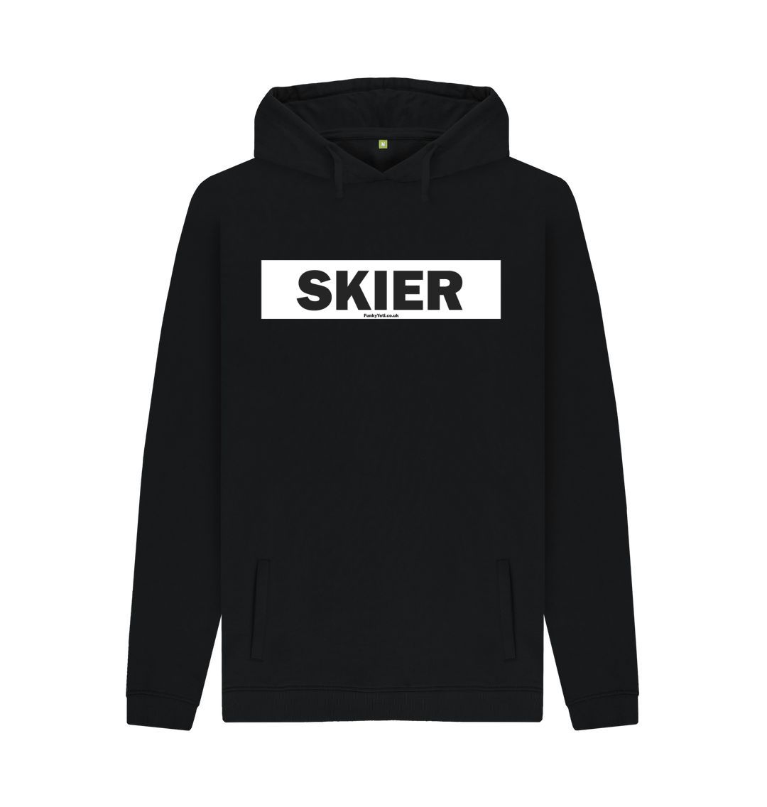 Black Men's Skier Censor Bar Organic Pullover Hoodie - Black