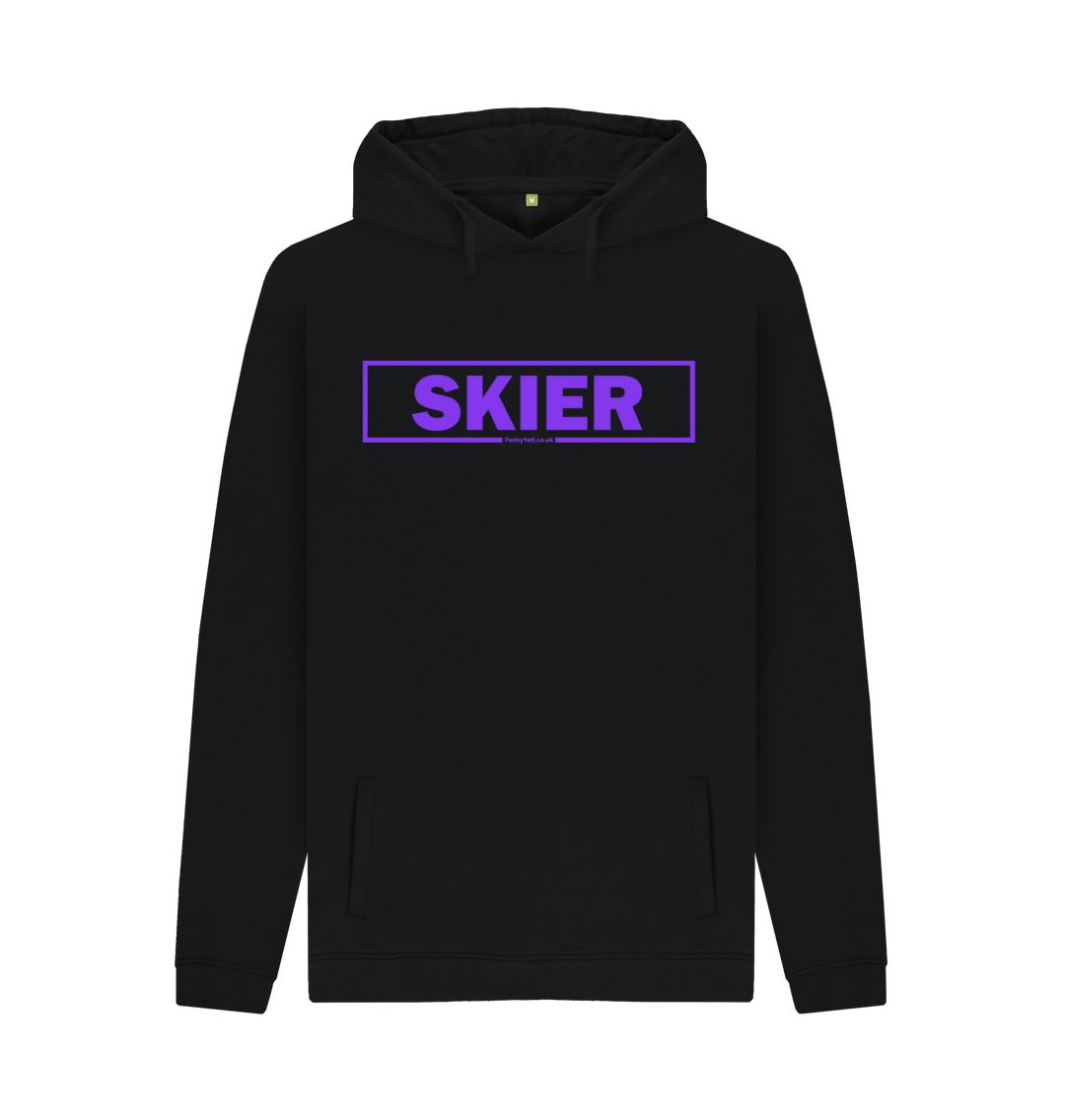 Black Men's Skier Censor Bar Organic Pullover Hoodie - purple outline