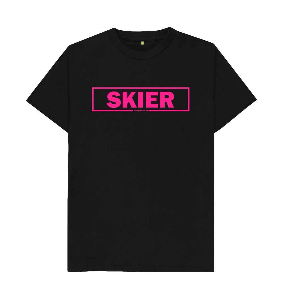 Black Men's Skier Censor Bar Organic Tee - Pink Outline