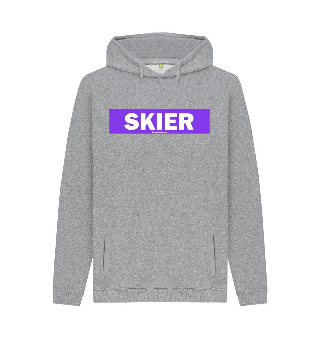 Light Heather Men's Skier Censor Bar Organic Pullover Hoodie - Purple