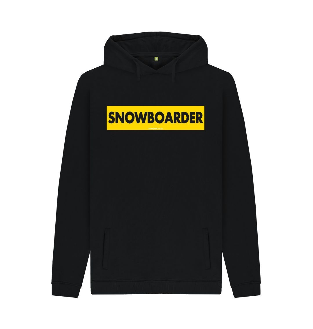 Black Men's Snowboarder Censor Bar Organic Pullover Hoodie - Yellow