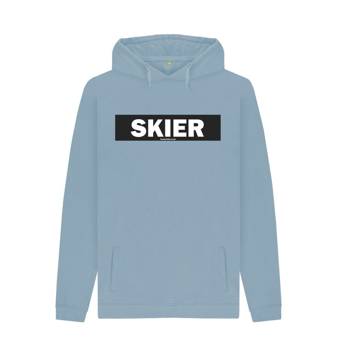 Stone Blue Men's Skier Censor Bar Organic Pullover Hoodie