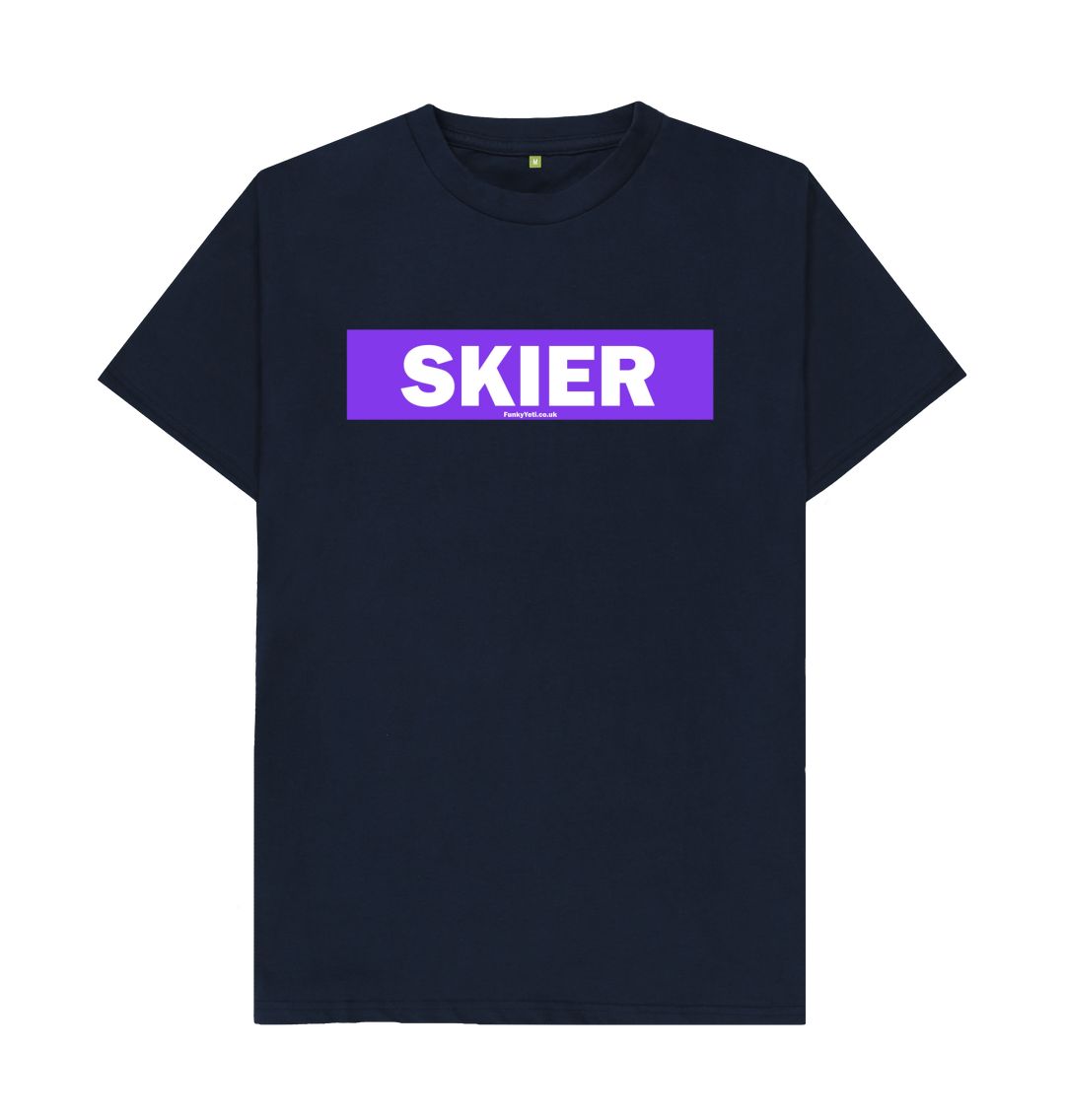 Navy Blue Men's Skier Censor Bar Organic Tee - Purple
