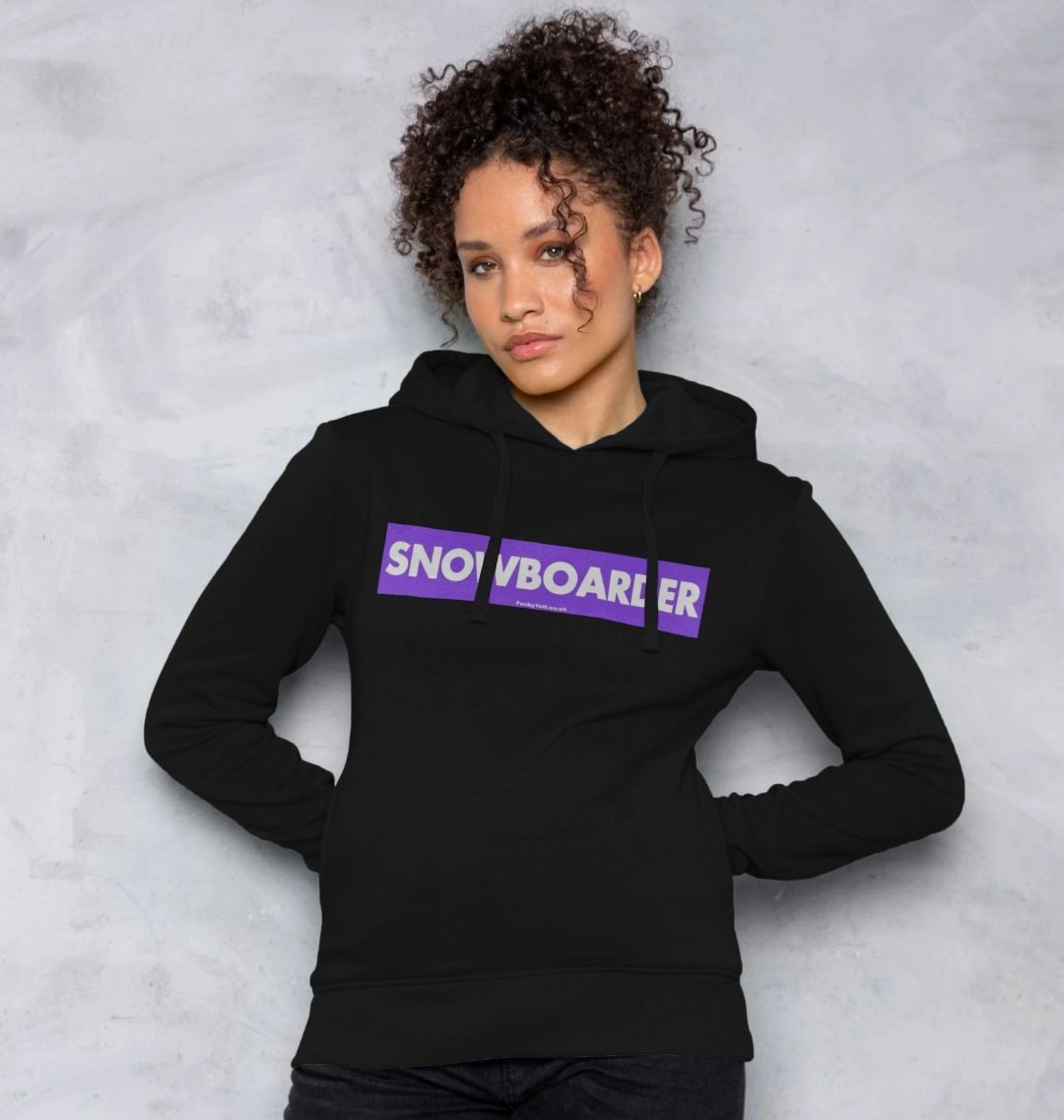 Women's Snowboarder Censor Bar Organic Pullover Hoodie