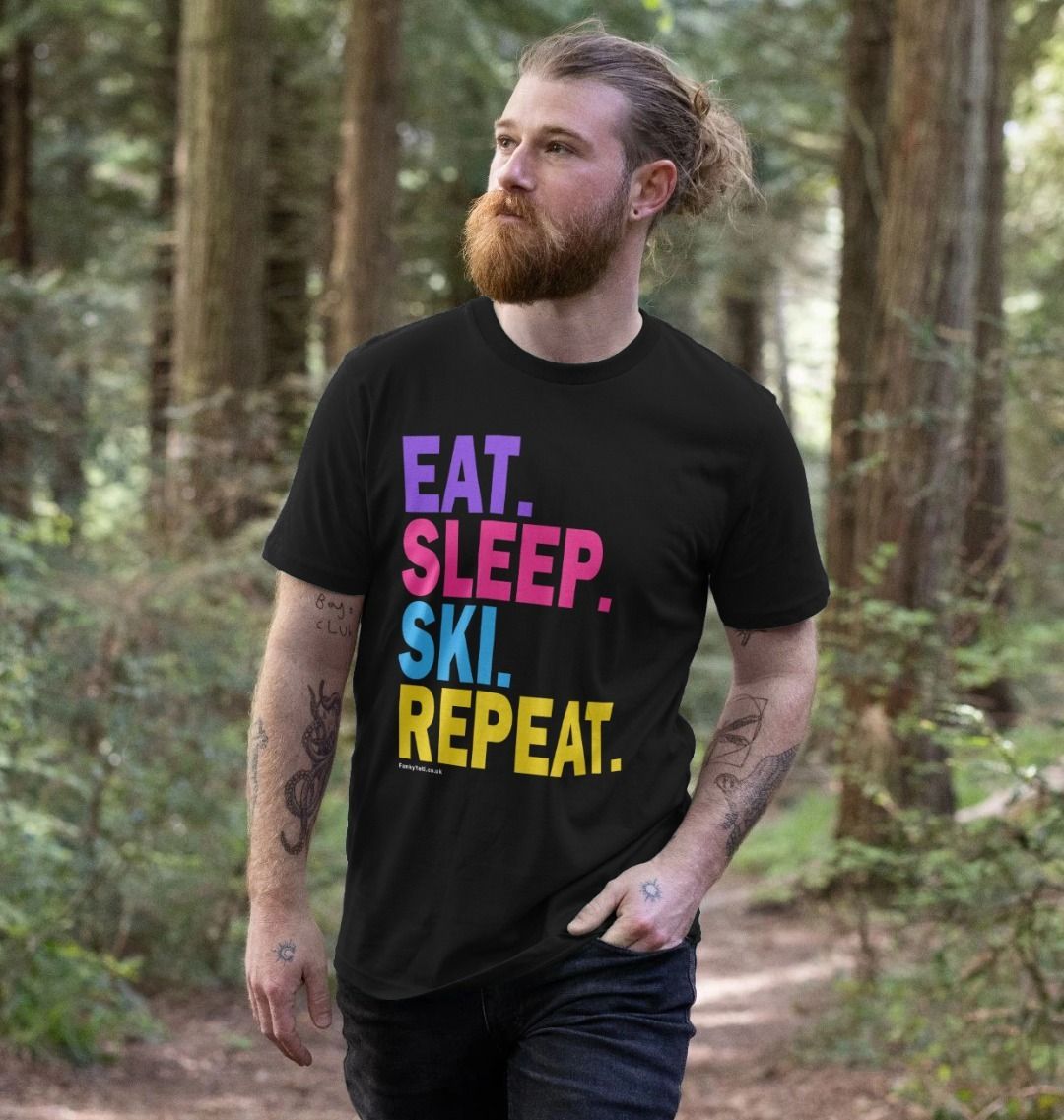 Men's Eat Sleep Ski Repeat Organic Tee