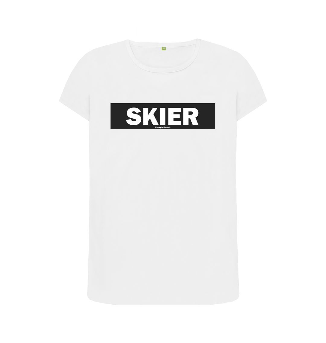 White Women's Skier Censor Bar Organic Tee