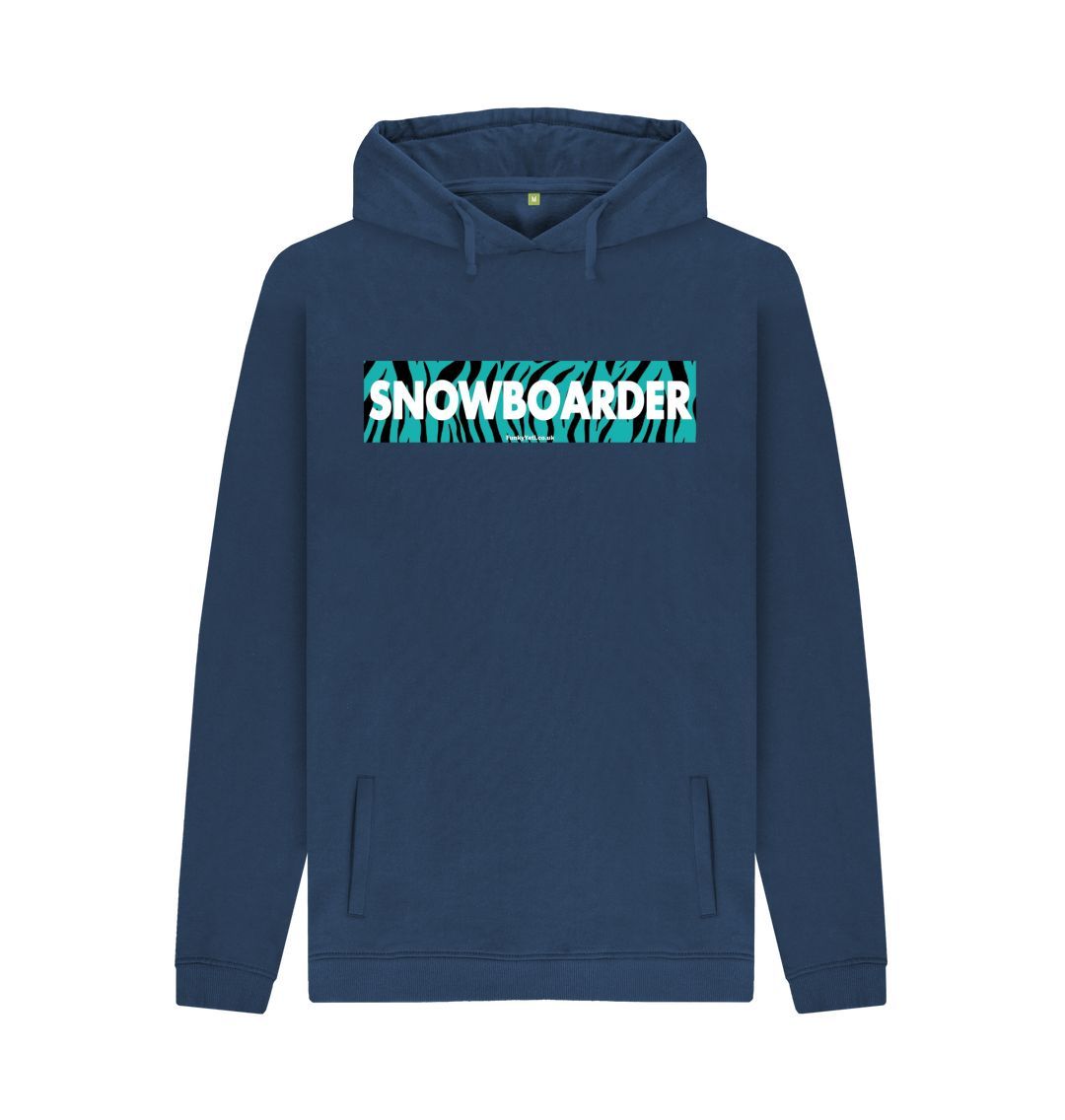 Navy Men's Snowboarder Censor Bar Organic Pullover Hoodie - Tiger Tealicious