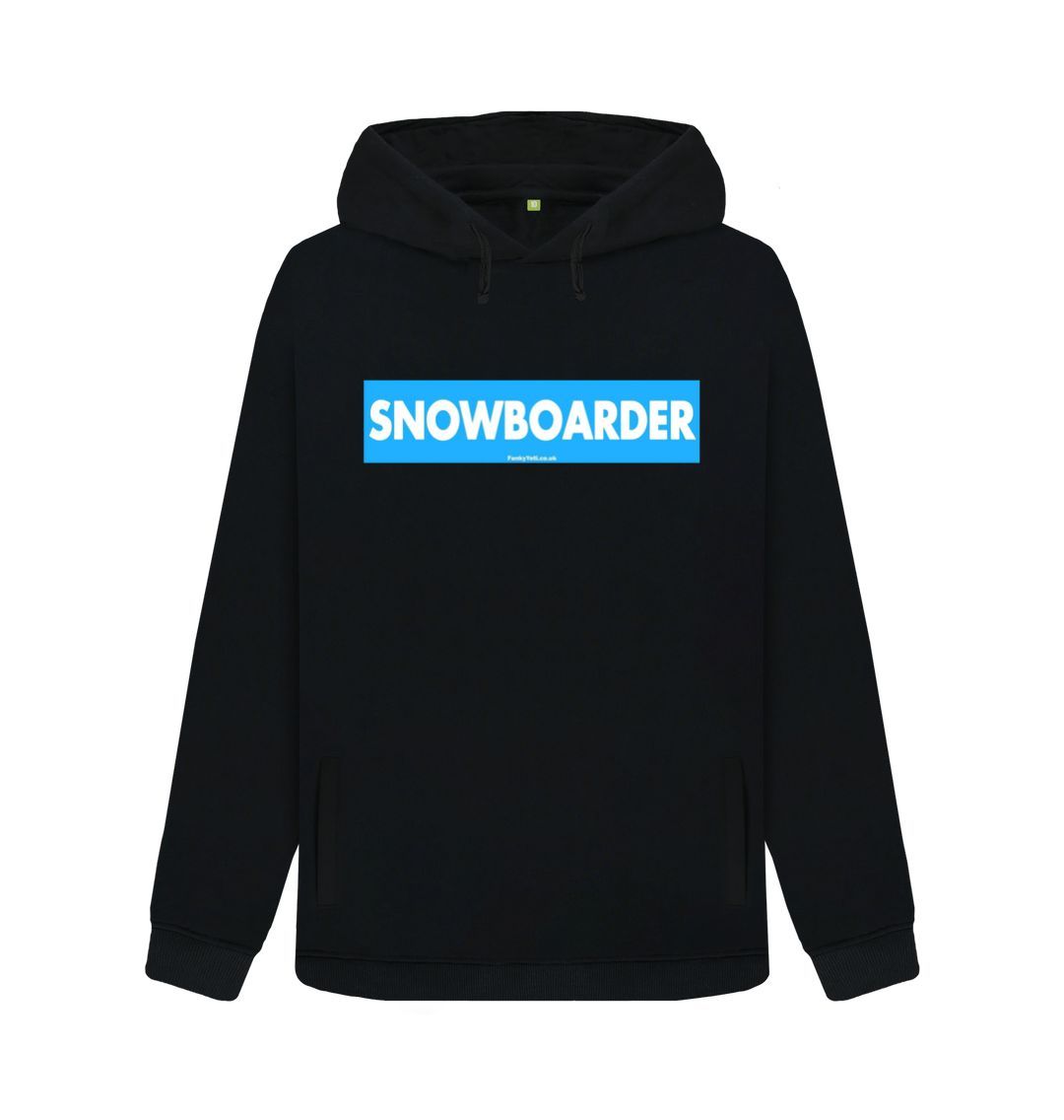 Black Women's Snowboarder Censor Bar Organic Pullover Hoodie - Blue