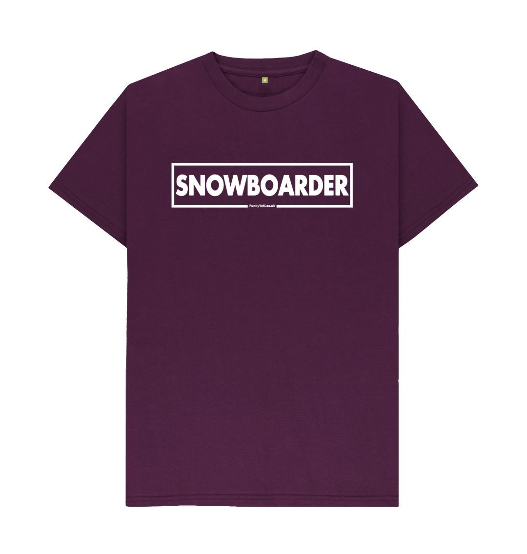 Purple Men's Snowboarder Censor Bar Organic Tee - White Outline