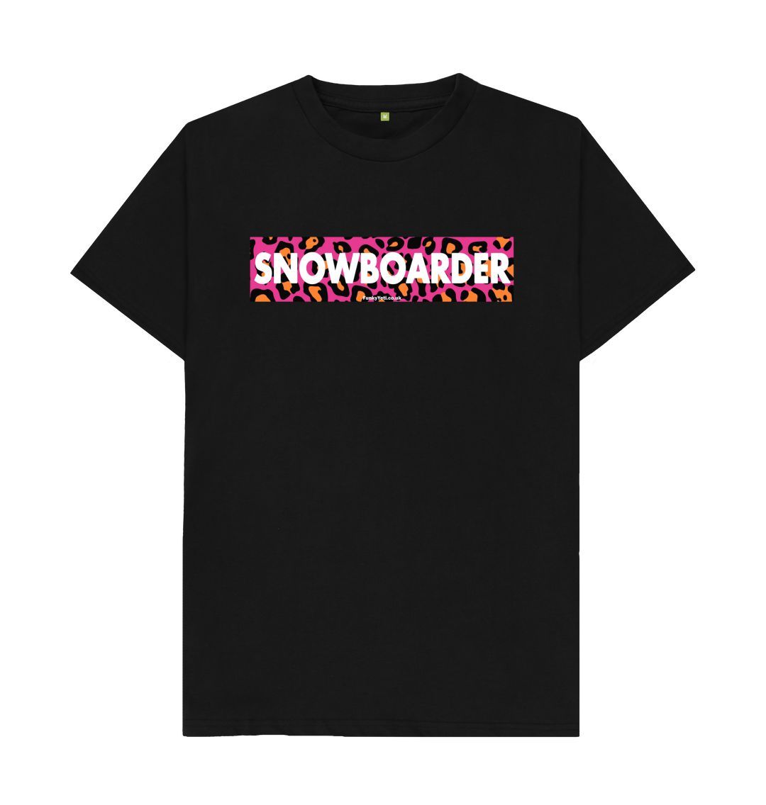 Black Men's Snowboarder Censor Bar Organic Tee - Pink Leopard