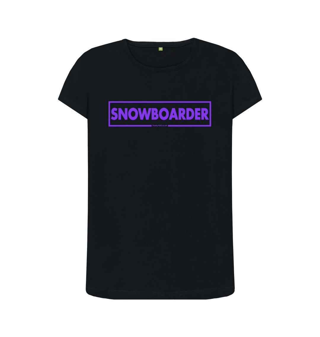 Black Women's Snowboarder Censor Bar Organic Tee - Purple Outline