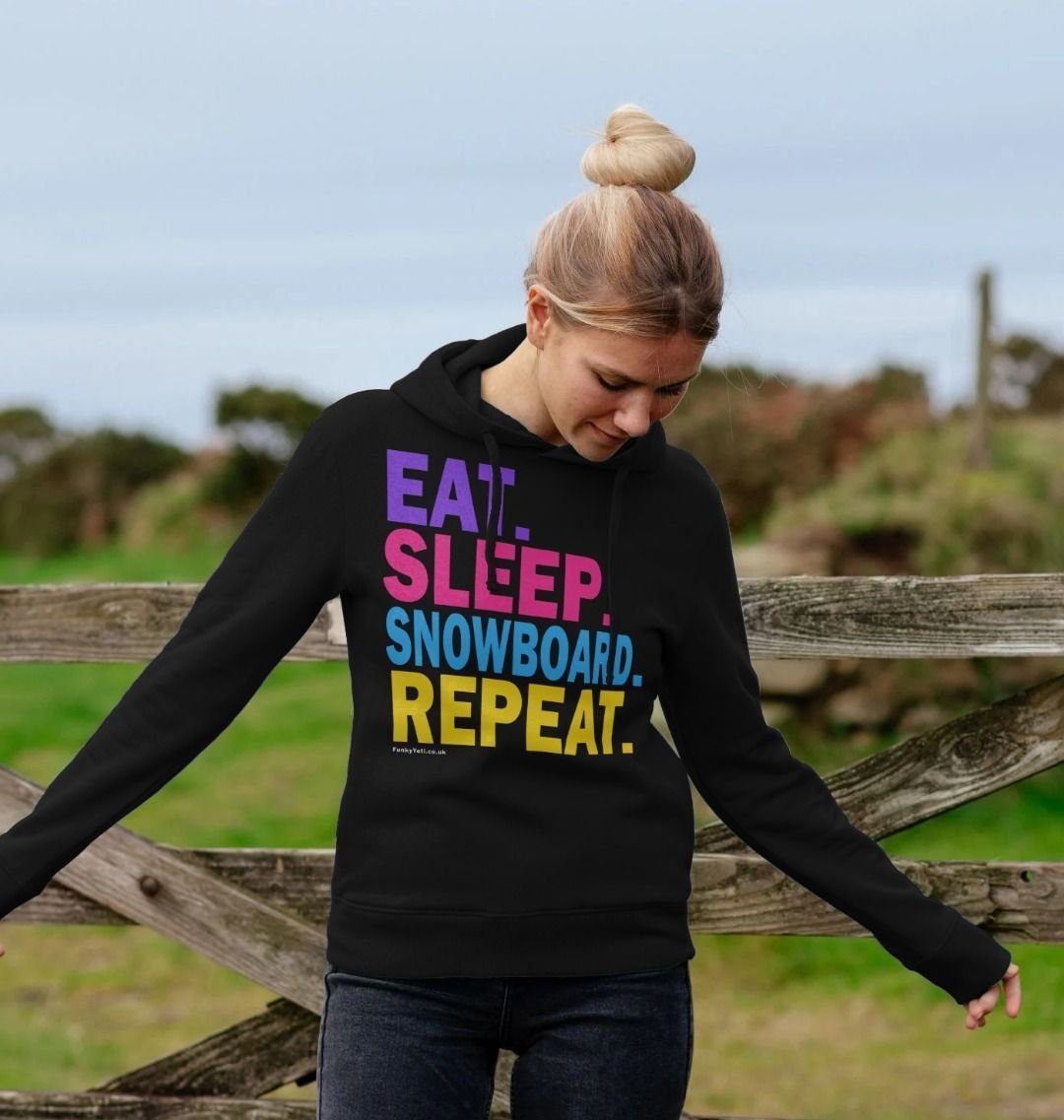 Women's Eat Sleep Snowboard Repeat Organic Pullover Hoodie