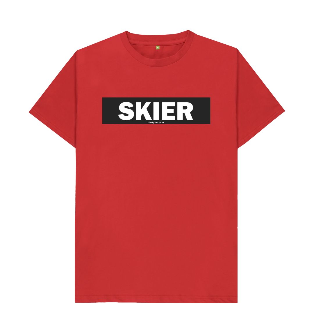 Red Men's Skier Censor Bar Organic Tee