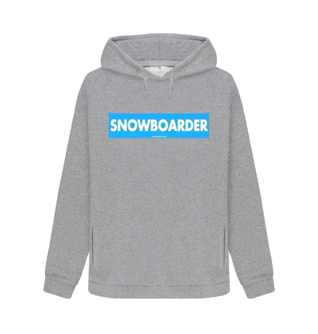Light Heather Women's Snowboarder Censor Bar Organic Pullover Hoodie - Blue