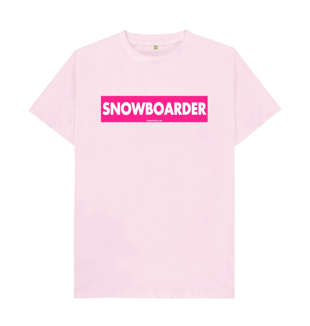 Pink Men's Snowboarder Censor Bar Organic Tee - Pink