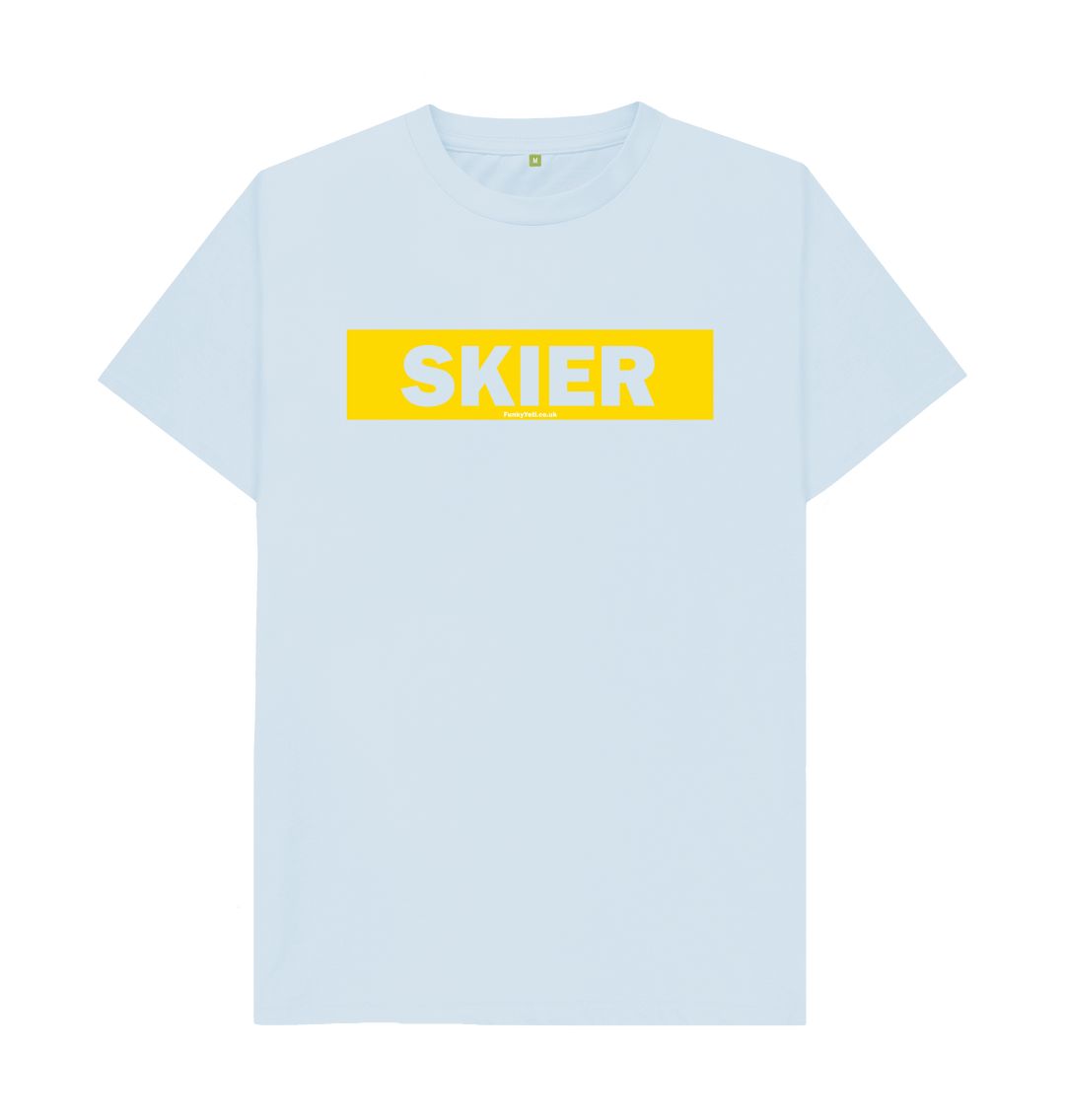 Sky Blue Men's Skier Censor Bar Organic Tee - Yellow
