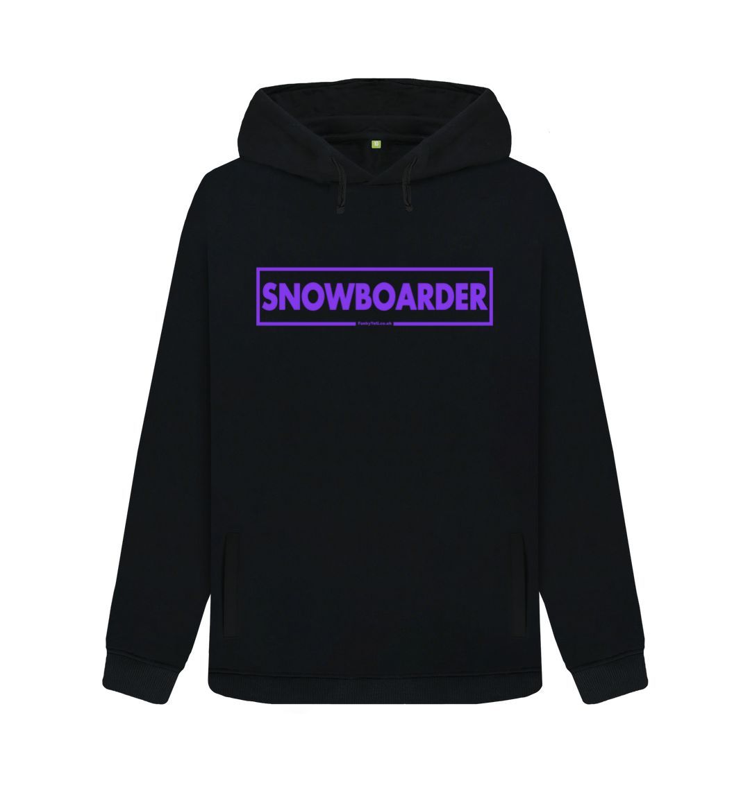 Black Women's Snowboarder Censor Bar Organic Pullover Hoodie - Purple Outline