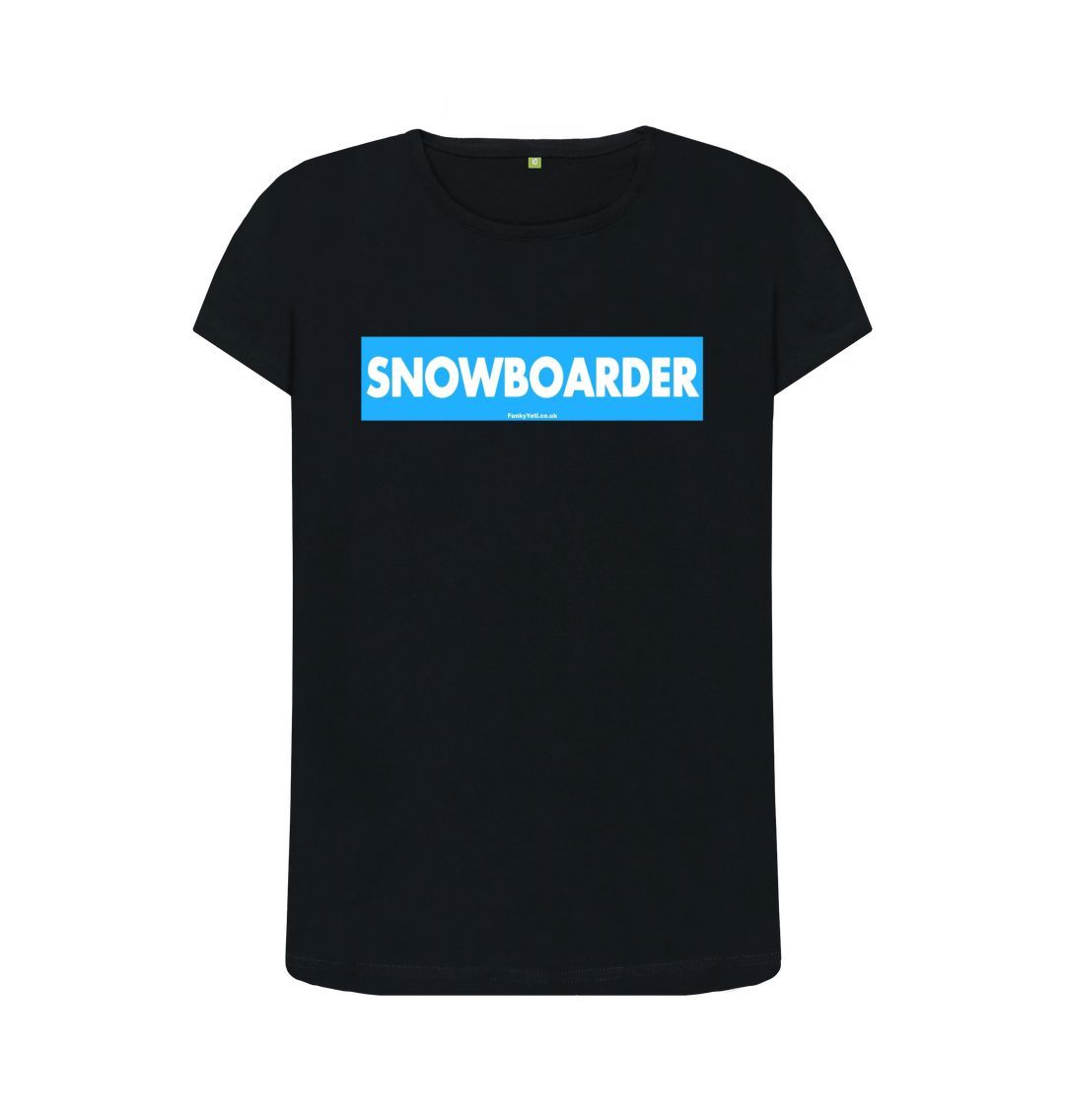 Black Women's Snowboarder Censor Bar Organic Tee - Blue