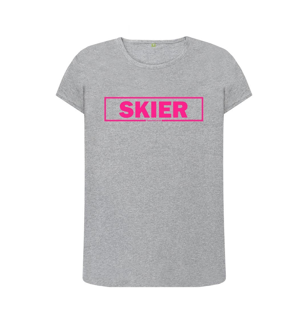Athletic Grey Women's Skier Censor Bar Organic Tee - Pink Outline