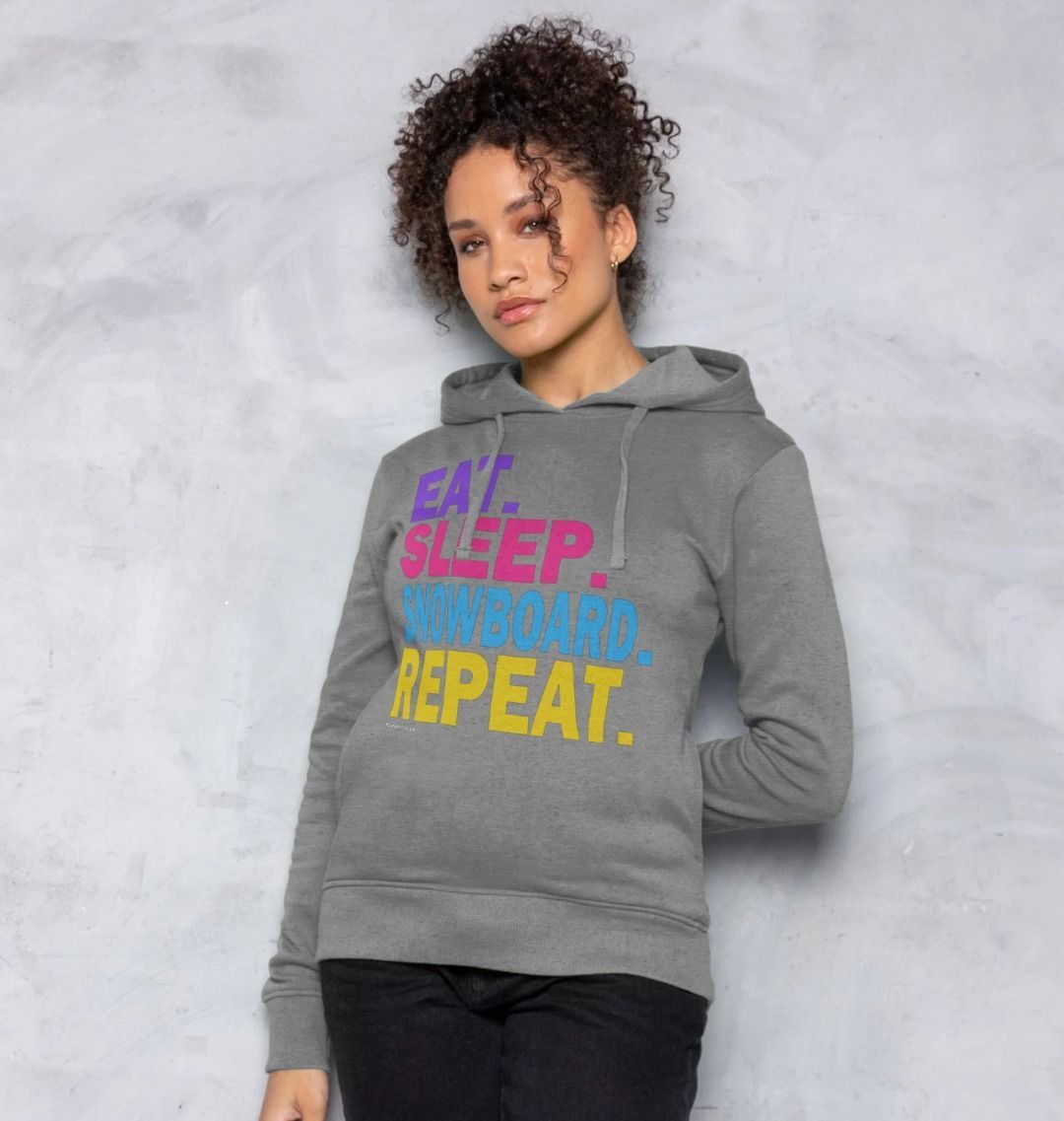 Women's Eat Sleep Snowboard Repeat Organic Pullover Hoodie