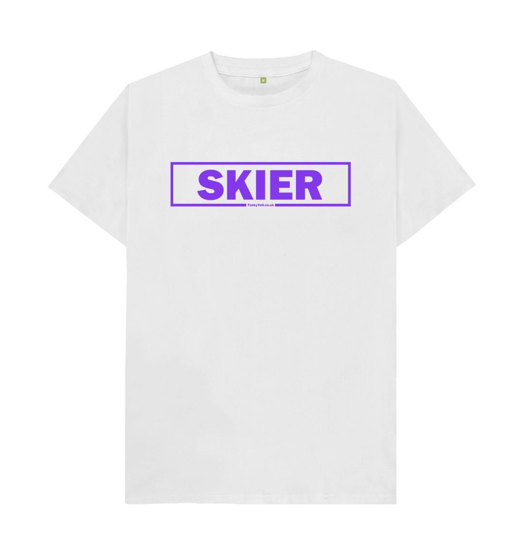 White Men's Skier Censor Bar Organic Tee - Purple Outline