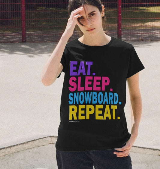 Women's Eat Sleep Snowboard Repeat Organic Tee