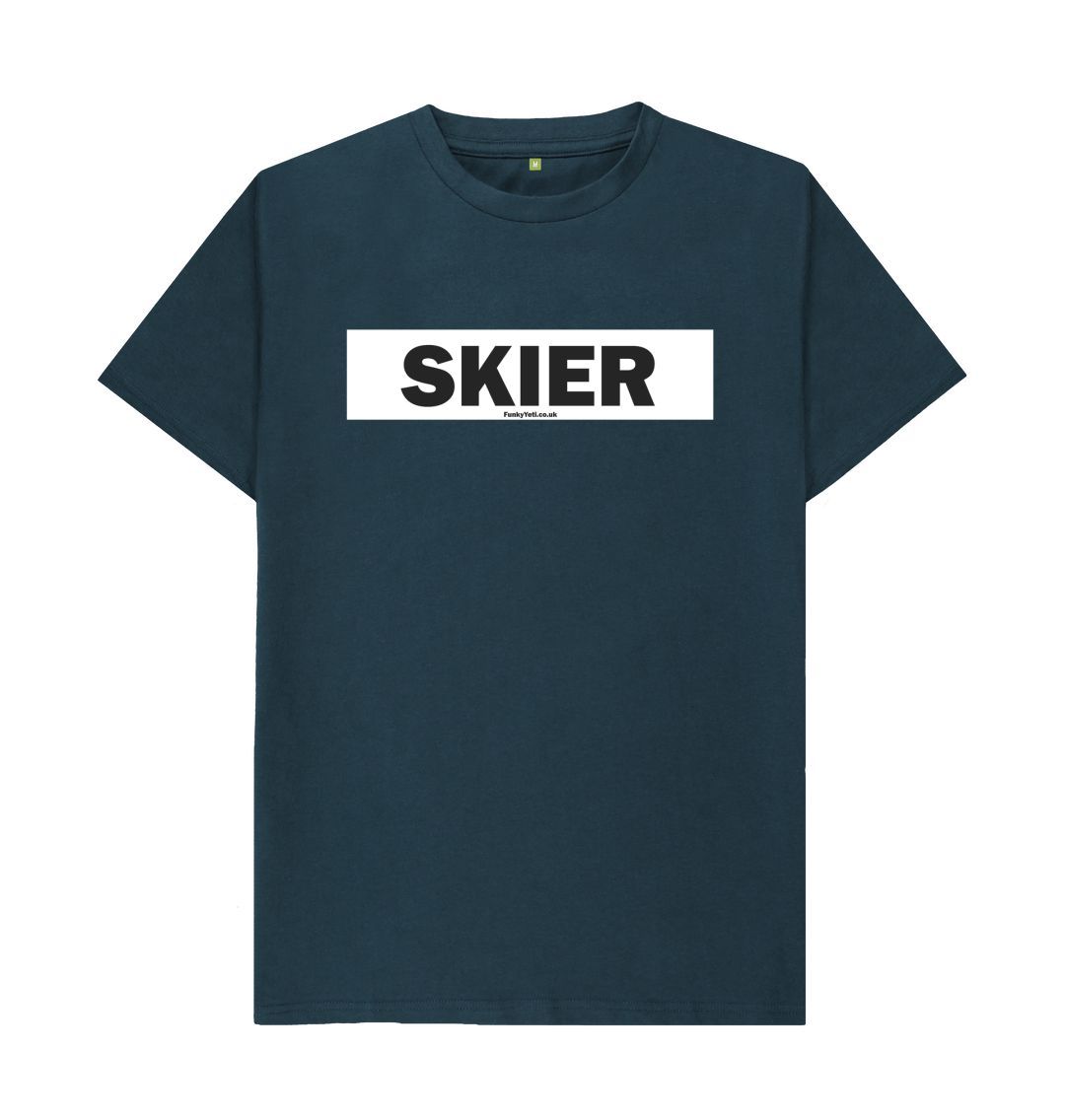 Denim Blue Men's Skier Censor Bar Organic Tee - Black