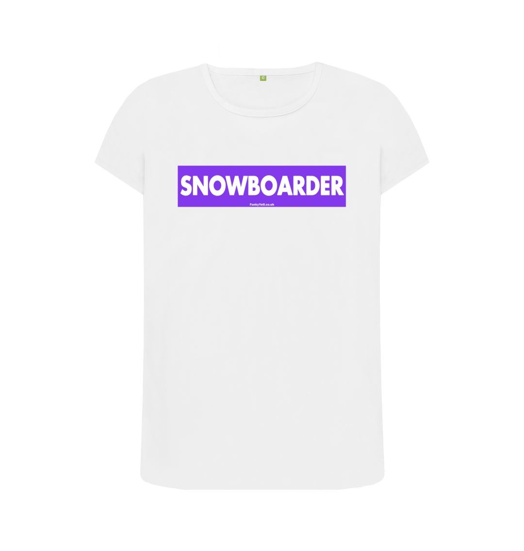 White Women's Snowboarder Censor Bar Organic Tee - Purple