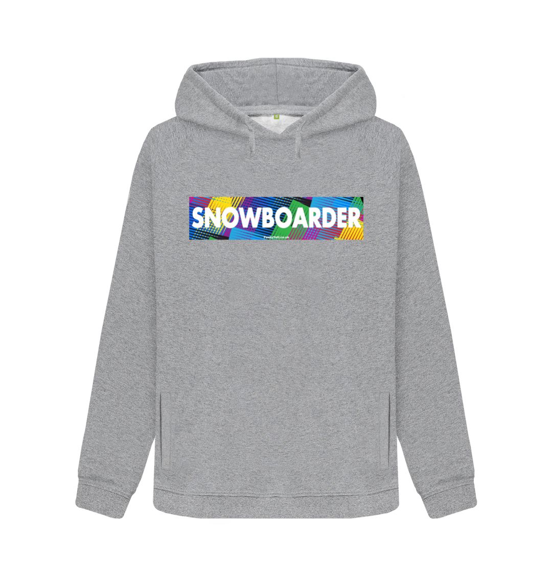 Light Heather Women's Snowboarder Censor Bar Organic Pullover Hoodie - Retro Geo