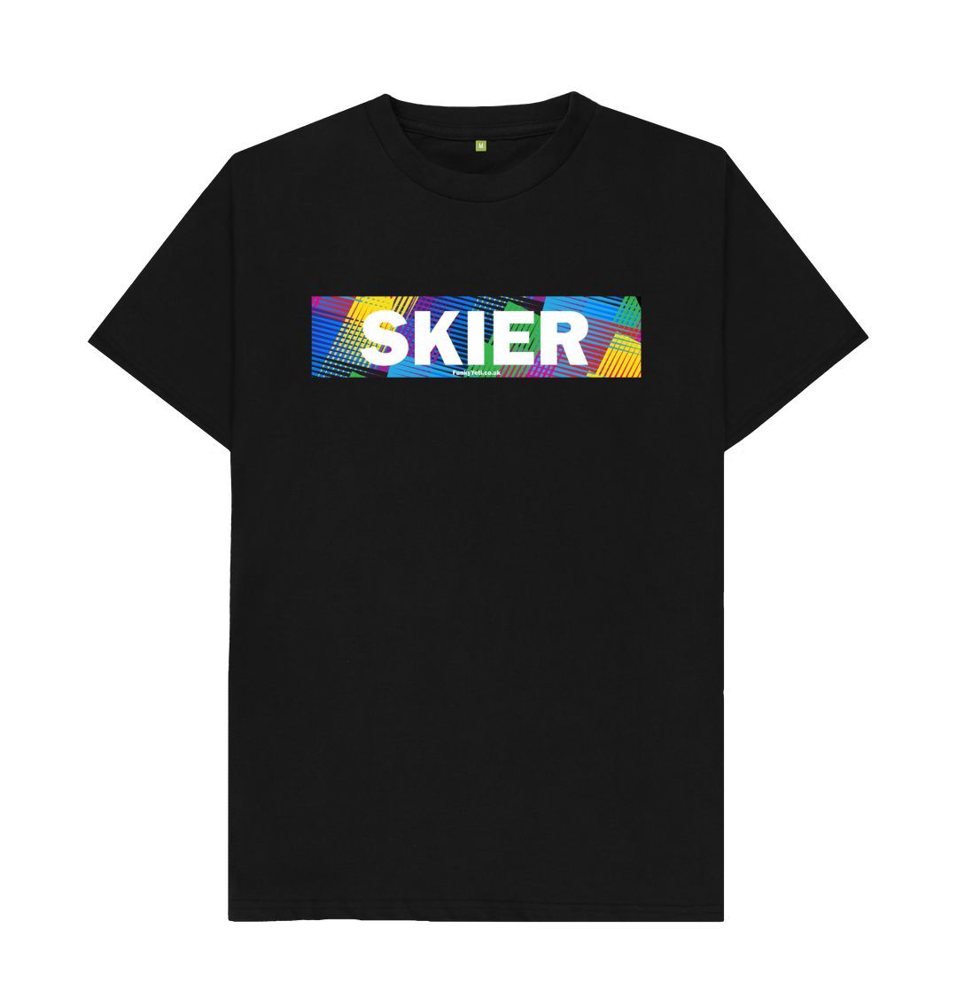 Black Men's Skier Censor Bar Organic Tee - Retro Geo