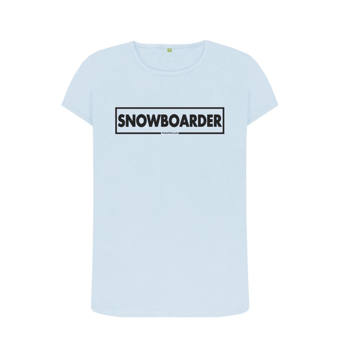 Sky Blue Women's Snowboarder Censor Bar Organic Tee - Black Outline
