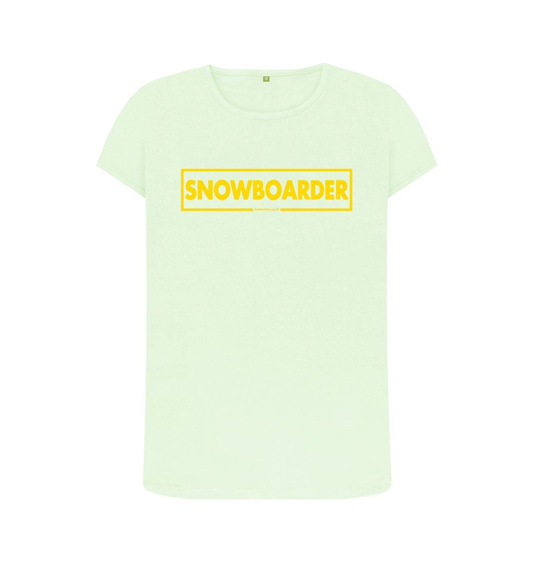 Pastel Green Women's Snowboarder Censor Bar Organic Tee - Yellow Outline