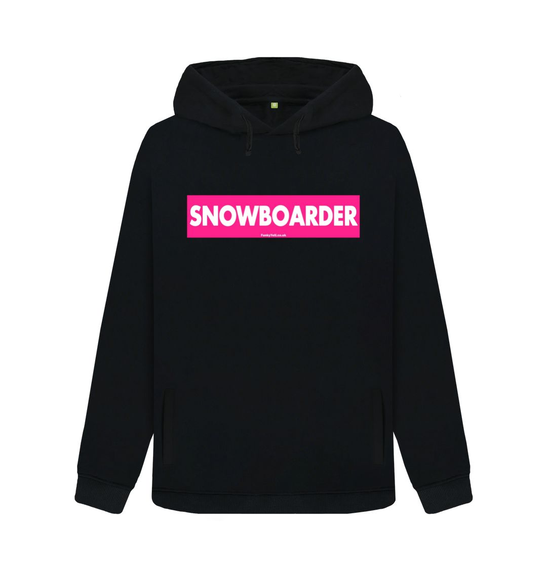 Black Women's Snowboarder Censor Bar Organic Pullover Hoodie - Pink