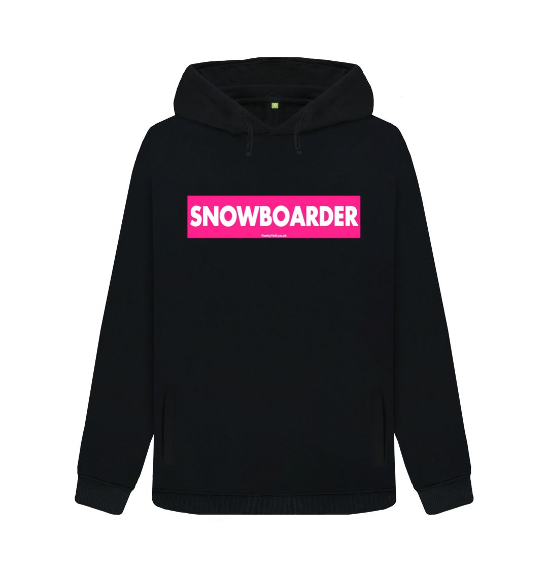 Black Women's Snowboarder Censor Bar Organic Pullover Hoodie - Pink