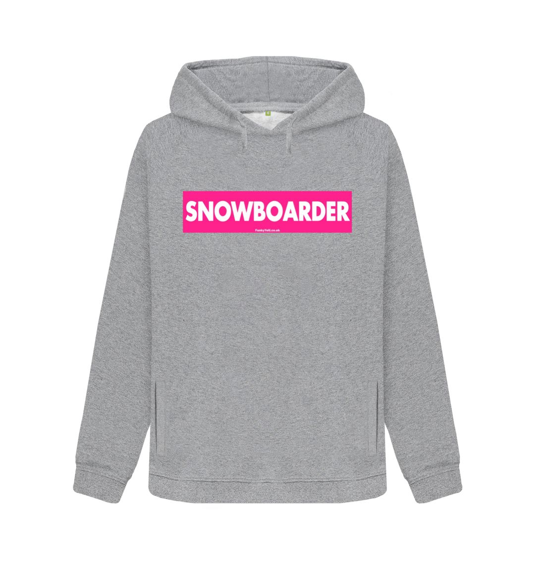Light Heather Women's Snowboarder Censor Bar Organic Pullover Hoodie - Pink