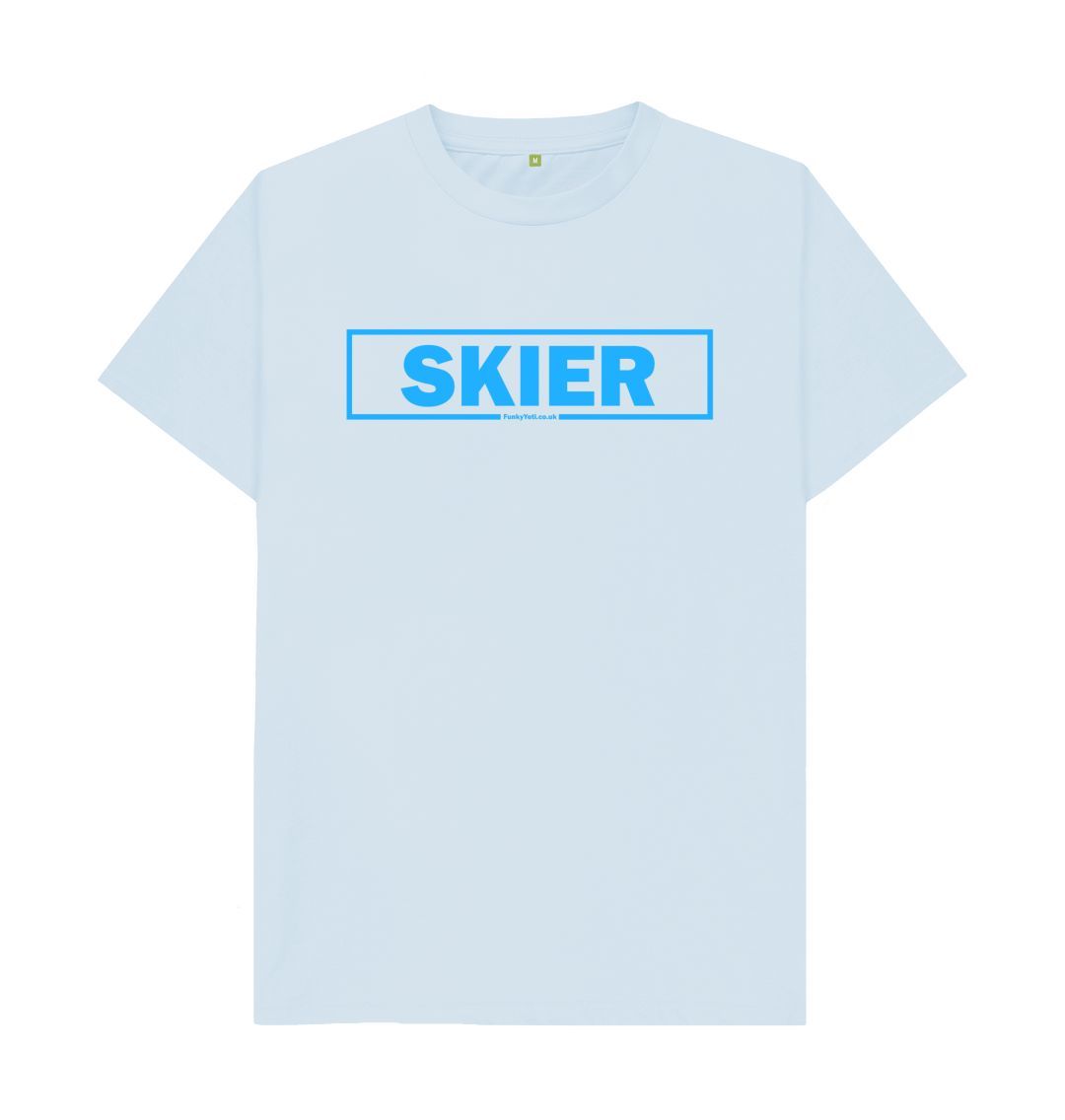 Sky Blue Men's Skier Censor Bar Organic Tee - Blue Outline