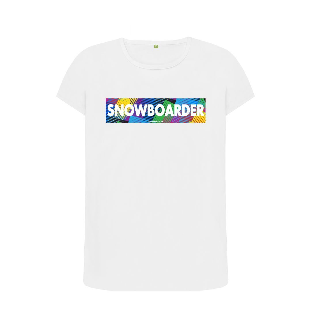 White Women's Snowboarder Censor Bar Organic Tee - Retro Geo