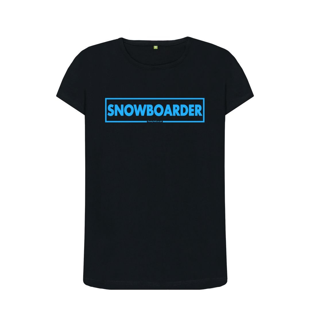 Black Women's Snowboarder Censor Bar Organic Tee - Blue Outline