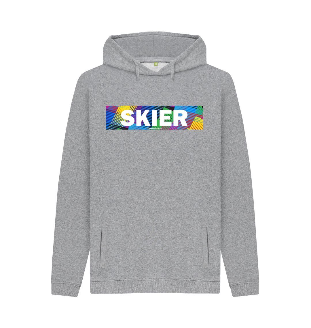 Light Heather Men's Skier Censor Bar Organic Pullover Hoodie - Retro Geo