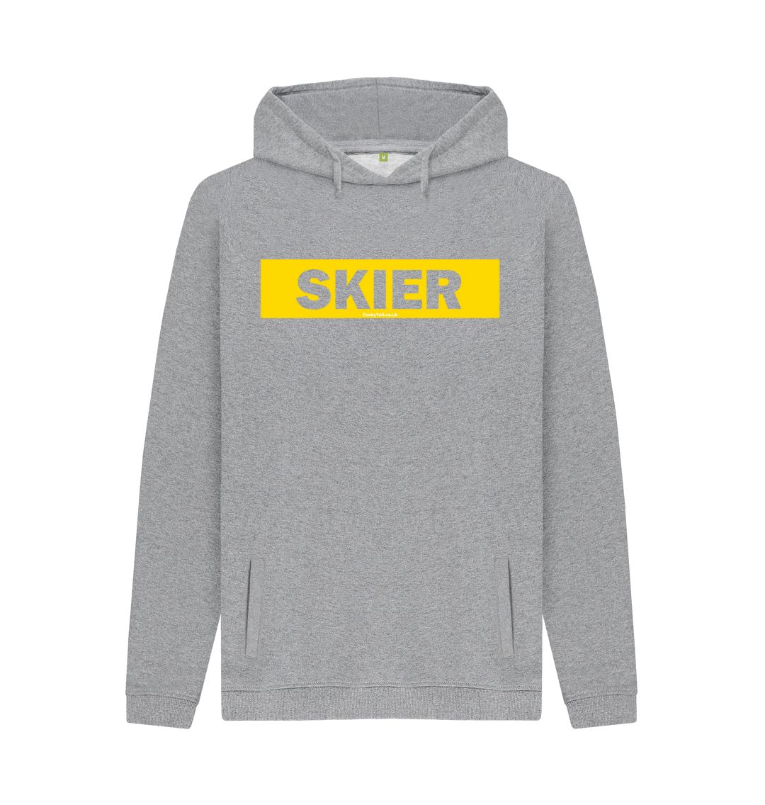 Light Heather Men's Skier Censor Bar Organic Pullover Hoodie - Yellow