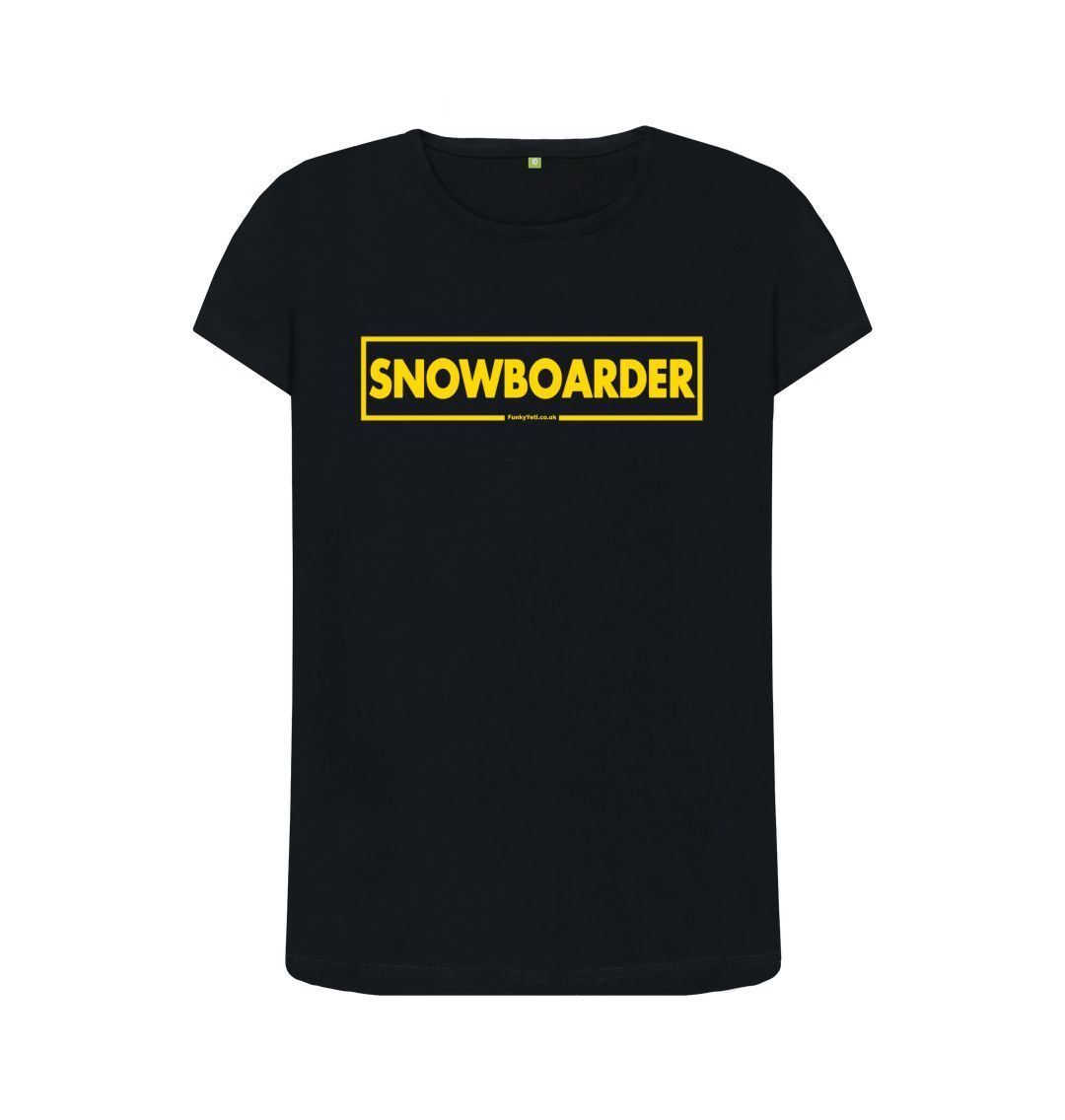 Black Women's Snowboarder Censor Bar Organic Tee - Yellow Outline