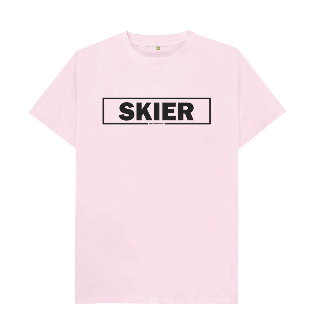 Pink Men's Skier Censor Bar Organic Tee - Black Outline