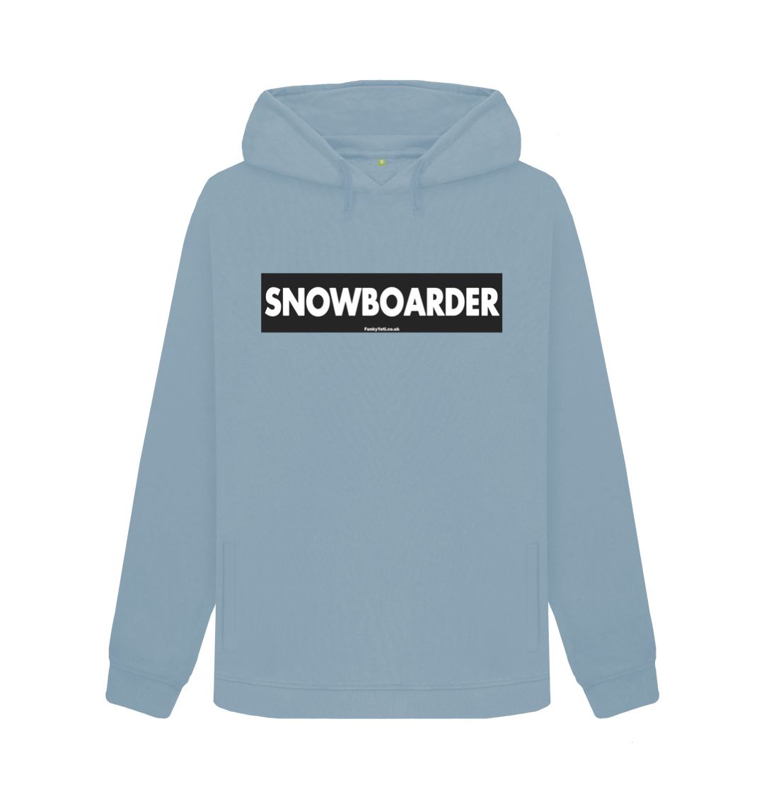 Stone Blue Women's Snowboarder Censor Bar Organic Pullover Hoodie